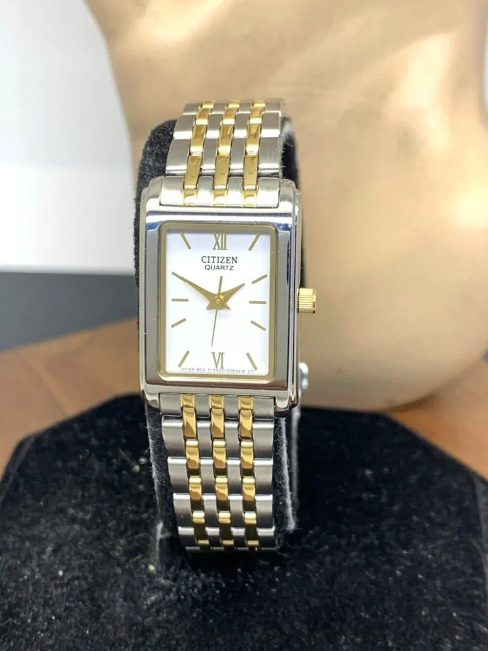Citizen Women's Watch EJ5854-56A Quartz White Dial Two Tone Steel Tank Petite